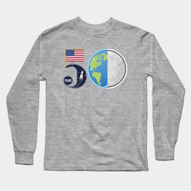 50th Anniversary Apollo 11 Mission Long Sleeve T-Shirt by FunawayHit